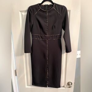 NWT - Zara black dress with subtle leopard piping